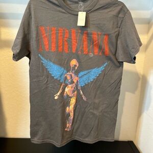 Retro Nirvana Men’s In Utero Graphic SS Shirt Size Small Gray Band Rock 90s NEW